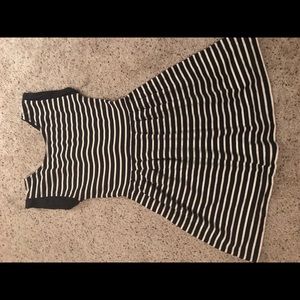 Navy and White striped Fit and Flare dress